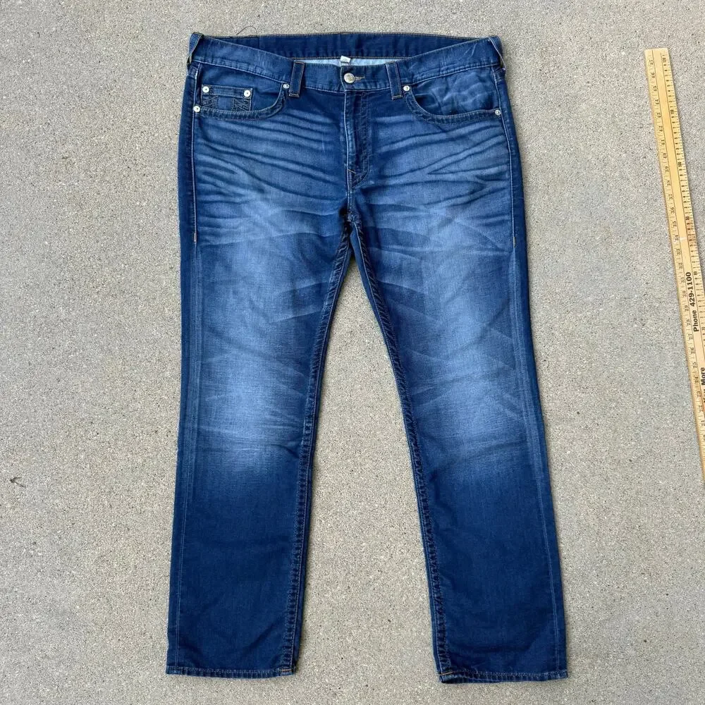 True Religion Slim Fit No Flap Pockets Denim Jeans 42 Dark Wash